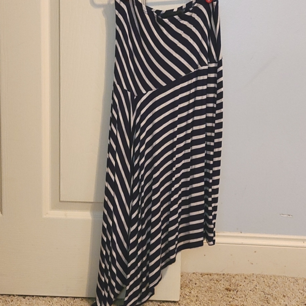 Asymmetrical striped skirt